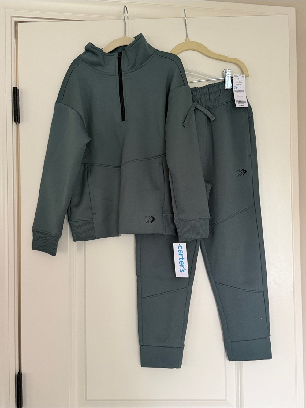 Carter's | (6T) Olive Green Half-Zip Hoodie & Jogger Set